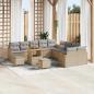 Preview: ARDEBO.de - 13-teiliges Garten-Sofa-Set mit Kissen Beige Poly-Rattan Akazie, 3-teiliges Garten-Esszimmer-Set mit Kissen Beige Poly-Rattan Akazie