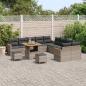 Preview: ARDEBO.de - 13-teiliges Garten-Sofa-Set mit Kissen Grau Poly Rattan Akazie, 3-teiliges Garten-Essset mit Kissen Grau Poly Rattan Akazie