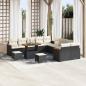 Preview: ARDEBO.de - 13-teiliges Garten Sofa Set mit Kissen Schwarz Poly Rattan Akazie, 3-teiliges Garten Essenset mit Kissen Schwarz Poly Rattan Akazie