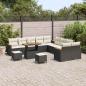 Preview: 13-teiliges Garten Sofa Set mit Kissen Schwarz Poly Rattan Akazie, 3-teiliges Garten Essenset mit Kissen Schwarz Poly Rattan Akazie