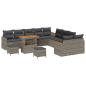 Preview: ARDEBO.de - 13-teiliges Garten-Sofa-Set mit Kissen Grau Poly Rattan Akazie, 3-teiliges Garten-Esszimmer-Set mit Kissen Grau Poly Rattan Akazie