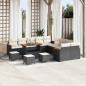 Preview: ARDEBO.de - 14-teiliges Garten-Sofa-Set mit Kissen Schwarz Poly Rattan Akazie, 4-teiliges Garten-Esszimmer-Set mit Kissen Schwarz Poly Rattan Akazie