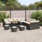 Preview: 14-teiliges Garten-Sofa-Set mit Kissen Schwarz Poly Rattan Akazie, 4-teiliges Garten-Esszimmer-Set mit Kissen Schwarz Poly Rattan Akazie