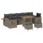 Preview: 10-teiliges Garten-Sofa-Set mit Kissen Grau Poly-Rattan Akazie, 3-teiliges Garten-Ess-Set mit Kissen Grau Poly-Rattan Akazie