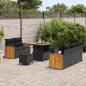 Preview: 8-teiliges Garten Sofa Set mit Kissen Schwarz Poly Rattan Akazie, 3-teiliges Garten Ess Set mit Kissen Schwarz Poly Rattan Akazie