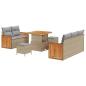 Preview: 8-teiliges Garten Sofaset mit Kissen Beige Poly-Rattan Akazie, 3-teiliges Garten Essset mit Kissen Beige Poly-Rattan Akazie