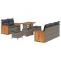Preview: ARDEBO.de - 8-teiliges Garten Sofa Set mit Kissen Grau Poly Rattan Akazie, 3-teiliges Garten Essset mit Kissen Grau Poly Rattan Akazie