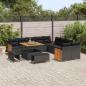 Preview: 13-teiliges Garten-Sofa-Set mit Kissen Schwarz Poly Rattan Akazie, 3-teiliges Garten-Ess-Set mit Kissen Schwarz Poly Rattan Akazie