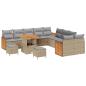 Preview: 13-tlg. Garten Sofa Set mit Kissen Beige Poly Rattan Akazie, 3-tlg. Garten Essgruppe mit Kissen Beige Poly Rattan Akazie