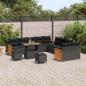 Preview: 13-teilige Garten Sofa Set mit Kissen Schwarz Poly Rattan Akazie, 3-teilige Garten Essgruppe mit Kissen Schwarz Poly Rattan Akazie