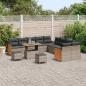 Preview: 13-teiliges Garten-Sofa-Set mit Kissen Grau Poly-Rattan Akazie, 3-teiliges Garten-Ess-Set mit Kissen Grau Poly-Rattan Akazie