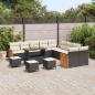 Preview: 14-teiliges Garten-Sofa-Set mit Kissen Schwarz Poly-Rattan Akazie, 4-teiliges Garten-Ess-Set mit Kissen Schwarz Poly-Rattan Akazie