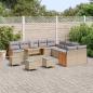 Preview: 14-teilige Garten-Sofaset mit Kissen Beige Poly Rattan Akazie, 4-teiliges Garten-Ess-Set mit Kissen Beige Poly Rattan Akazie