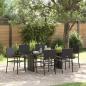 Preview: ARDEBO.de - 7-teiliges Garten-Ess-Set Schwarzes Poly-Rattan, Stapelbare Gartenstühle mit Kissen - 2er Set in Schwarzem Poly-Rattan