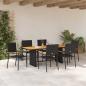 Preview: 7-teiliges Garten Essgruppe Schwarz Poly-Rattan, Stapelbare Gartenstühle mit Kissen - 2-teiliges Set in Schwarz Poly-Rattan