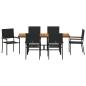 Preview: 7-teiliges Garten Essgruppe Schwarz Poly-Rattan, Stapelbare Gartenstühle mit Kissen - 2-teiliges Set in Schwarz Poly-Rattan