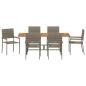 Preview: 7-teiliges Garten Esstisch Set Grau Poly-Rattan, Stapelbare Gartenstühle mit Kissen 2 Stück Grau Poly-Rattan