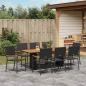 Preview: 9-teilige Garten Essgruppe Schwarz Poly-Rattan, Stapelbare Gartenstühle mit Kissen - 2-teiliges Set aus schwarzem Poly-Rattan