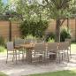Preview: ARDEBO.de - 9-teiliges Garten Esstisch Set Grau Poly-Rattan, Stapelbare Gartenstühle mit Kissen 2er Set Grau Poly-Rattan