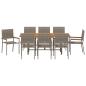 Preview: 9-teiliges Garten Esstisch Set Grau Poly-Rattan, Stapelbare Gartenstühle mit Kissen 2er Set Grau Poly-Rattan