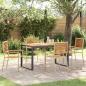 Preview: ARDEBO.de - 5-teiliges Garten Esszimmer Set Beige Poly Rattan Akazie, Stapelbare Gartenstühle mit Kissen - Set von 2 in Beige Poly Rattan