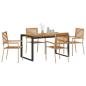 Preview: 5-teiliges Garten Esszimmer Set Beige Poly Rattan Akazie, Stapelbare Gartenstühle mit Kissen - Set von 2 in Beige Poly Rattan