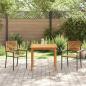Preview: 3-teiliges Garten Esstisch Set schwarzes Poly Rattan Akazie, stapelbare Gartenstühle mit Kissen 2 Stück schwarz Poly Rattan