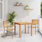 Preview: ARDEBO.de - 3 teiliges Garten Essgruppe Grau Poly Rattan Akazie, Stapelbare Gartenstühle mit Kissen 2 Stück Grau Poly Rattan