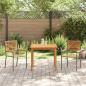 Preview: 3 teiliges Garten Essgruppe Grau Poly Rattan Akazie, Stapelbare Gartenstühle mit Kissen 2 Stück Grau Poly Rattan