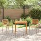 Preview: 3-teiliges Garten-Essset Beige Poly Rattan Akazie, Stapelbare Gartenstühle mit Kissen - 2er Set in Beige Poly Rattan