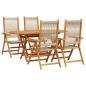 Preview: 5-tlg. Garten-Essgruppe Beige Massivholz Akazie & Poly Rattan