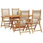 Preview: 5-tlg. Garten-Essgruppe Beige Massivholz Akazie & Poly Rattan