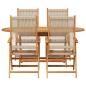 Preview: 5-tlg. Garten-Essgruppe Beige Massivholz Akazie & Poly Rattan