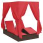 Preview: Doppelte Sonnenliege Set aus 2 Braun und Rot Rattan und Polyester