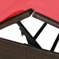 Preview: Doppelte Sonnenliege Set aus 2 Braun und Rot Rattan und Polyester