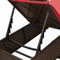 Preview: Doppelte Sonnenliege Set aus 2 Braun und Rot Rattan und Polyester