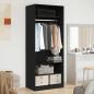 Preview: ARDEBO.de - Kleiderschrank Schwarz-Eiche Set von 2 Schwarz Eiche Holzwerkstoff