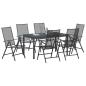 Preview: 7-teilige Garten-Essgruppe aus anthrazitfarbenem Stahl