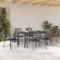 Preview: 7-teiliges Garten Essset Anthrazit Stahl, Gartenstühle 2 Stück stapelbar Anthrazit Stahl, Gartenstühle 4 Stück stapelbar Anthrazit Stahl