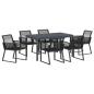 Preview: 7-teiliges Garten Essset Schwarz Stahl und Poly Rattan