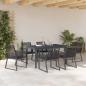 Preview: 7-teiliges Garten Essset Schwarz Stahl und Poly Rattan
