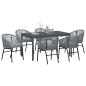 Preview: 7-teiliges Garten-Dining Set mit Kissen in Grau Poly Rattan