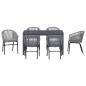 Preview: 7-teiliges Garten-Dining Set mit Kissen in Grau Poly Rattan