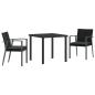 Preview: 3-teiliges Gartensitz-Set mit Kissen Schwarz Poly-Rattan