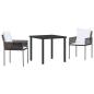 Preview: 3-teiliges Garten-Dining-Set mit Kissen Braun Poly Rattan
