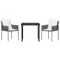 Preview: 3-teiliges Garten-Dining-Set mit Kissen Braun Poly Rattan