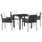 Preview: 5-teiliges Gartentischset mit Kissen Braun Poly-Rattan
