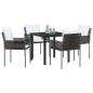 Preview: 5-teiliges Gartentischset mit Kissen Braun Poly-Rattan