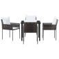 Preview: 5-teiliges Gartentischset mit Kissen Braun Poly-Rattan