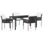 Preview: 5-teiliges Garten-Dining-Set mit Kissen Braun Poly-Rattan